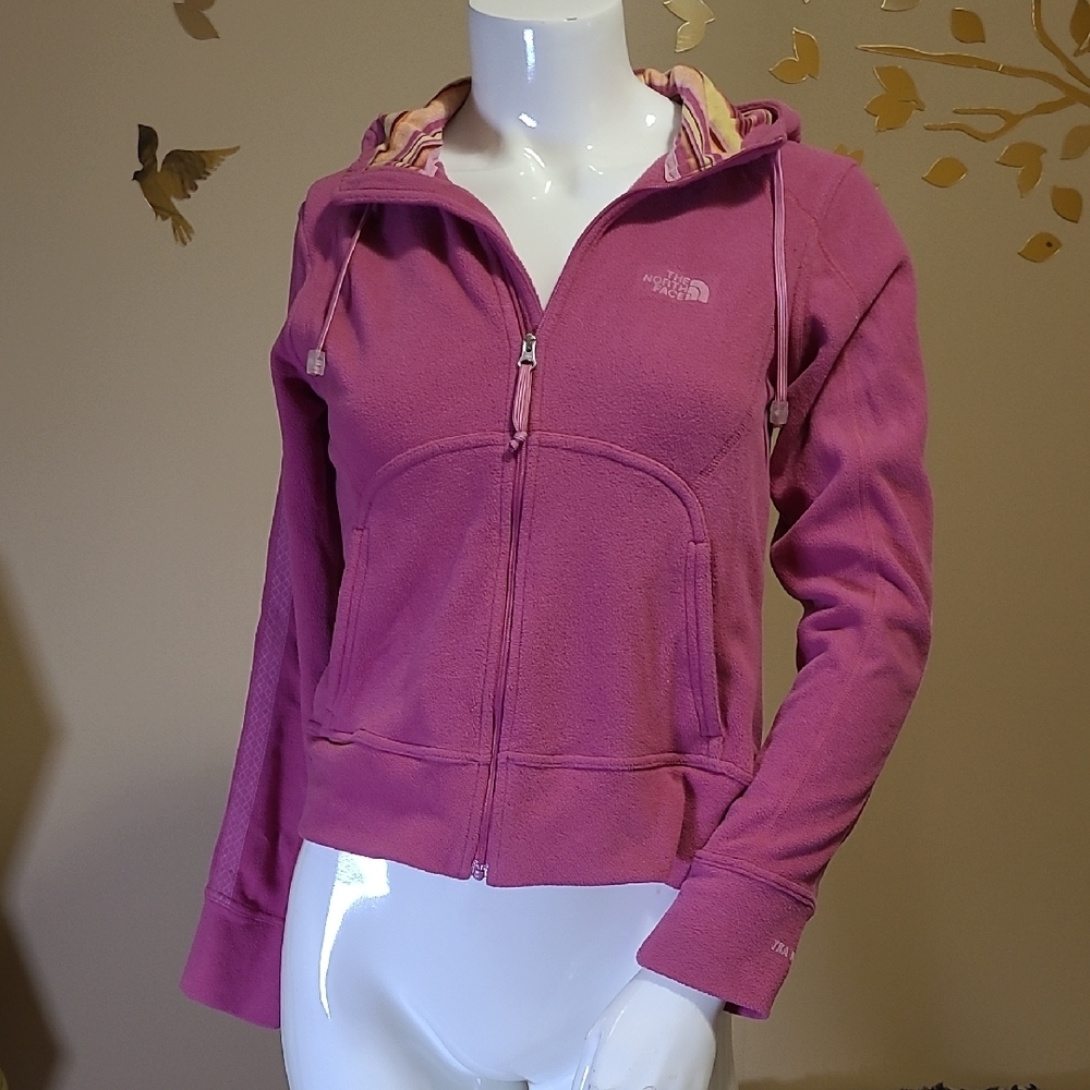 The North Face Women's Pink Zip Up soft Hoodie XS